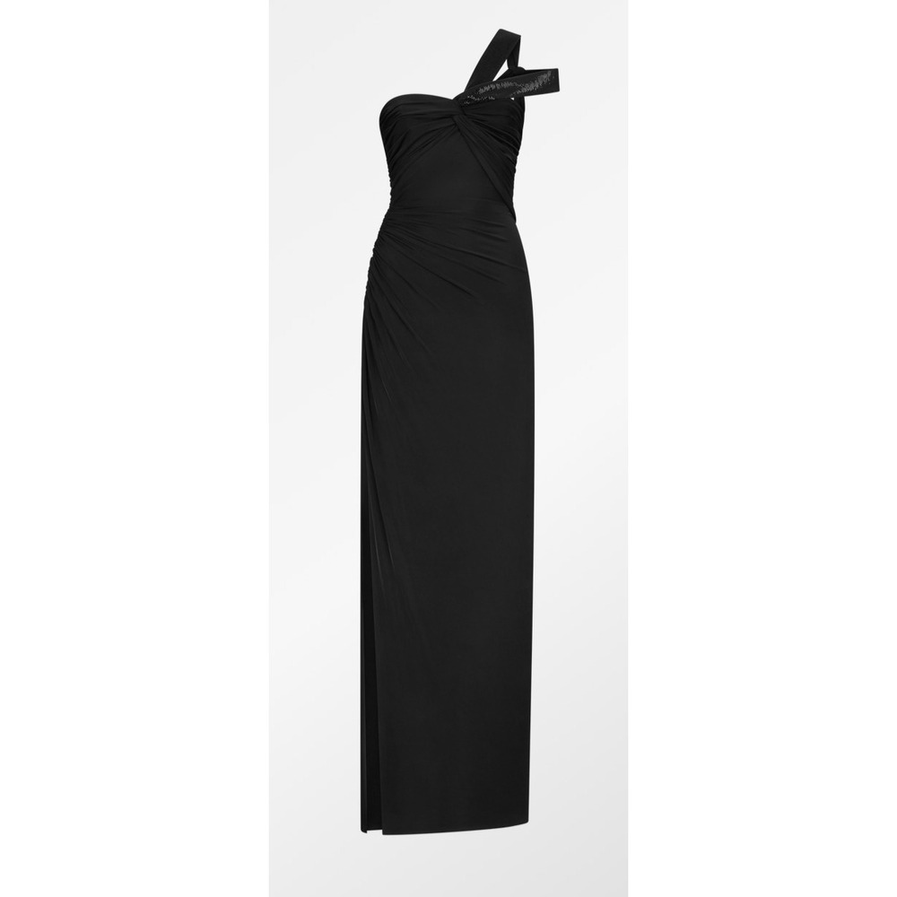 Tom Ford Black Ruched One‎ Shoulder Sequin Strap Evening Gown ABJ855 Size 42 IT